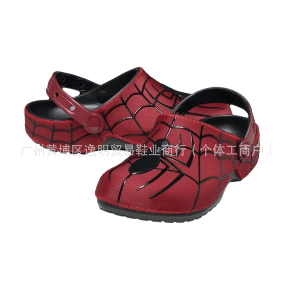 Men Shoes Red Tape - Spider-Man Printed Clogs Sandals Red Black