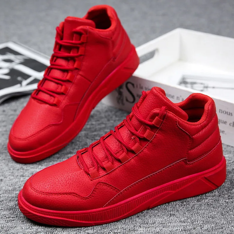 Men'S Shoes Hush Puppies - Keep Warm Men's Red High-Top Leather
