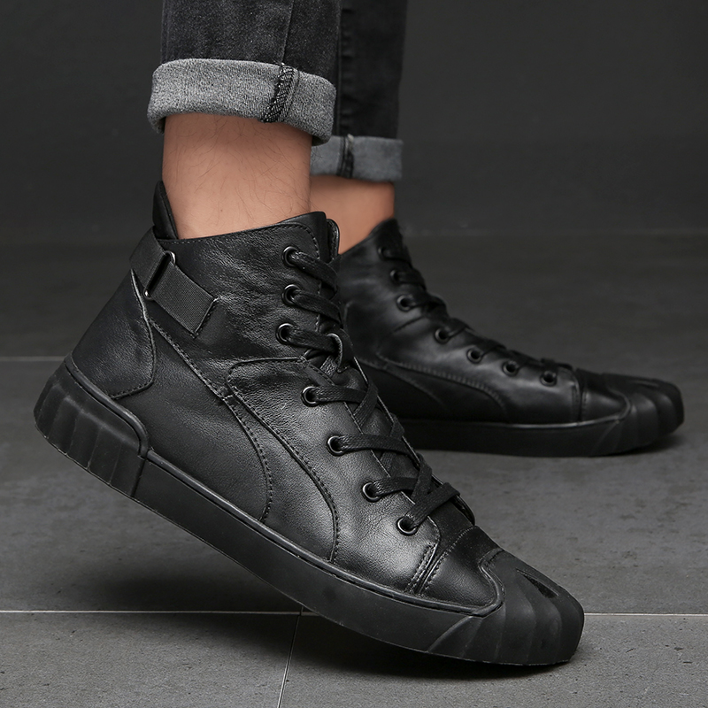 Men Shoes Loafers - Genuine Leather Casual Short Boots Business