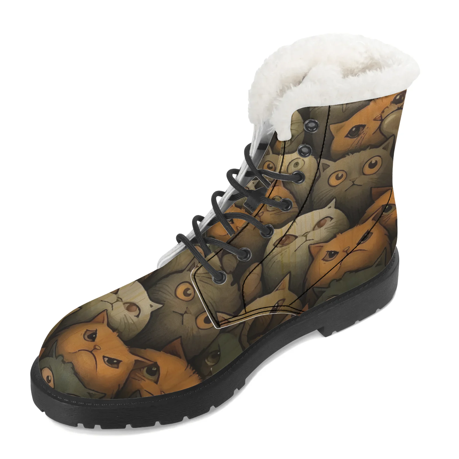Cute Cats Prints Plush Snow Bo - Men Shoes Eu To Us Size ulasan dan harga