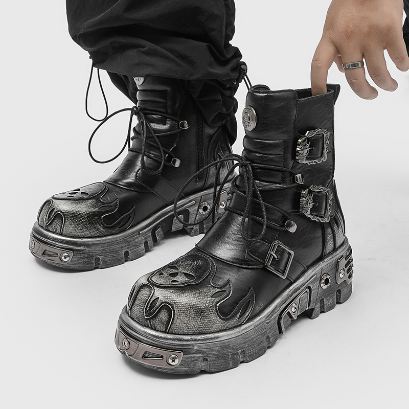 Punk Style Retro Cool Skull Fl - Men'S Shoes With Height Increase ulasan dan harga