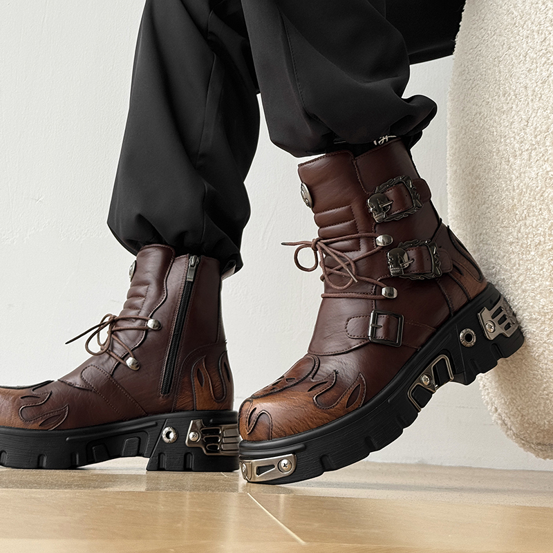 Punk Style Retro Cool Skull Fl - Men'S Shoes With Height Increase ulasan dan harga