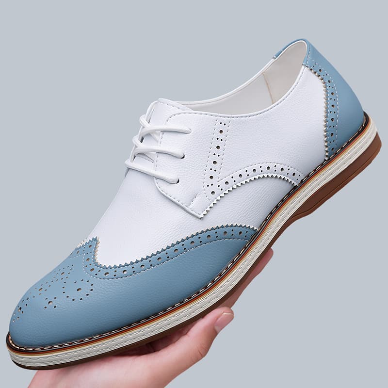Mens White Blue Two Tone Brogu - Men'S Shoes Hush Puppies ulasan dan harga
