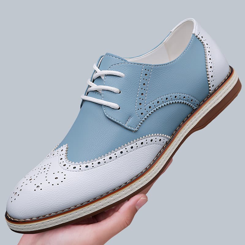 Mens White Blue Two Tone Brogu - Men'S Shoes Hush Puppies ulasan dan harga