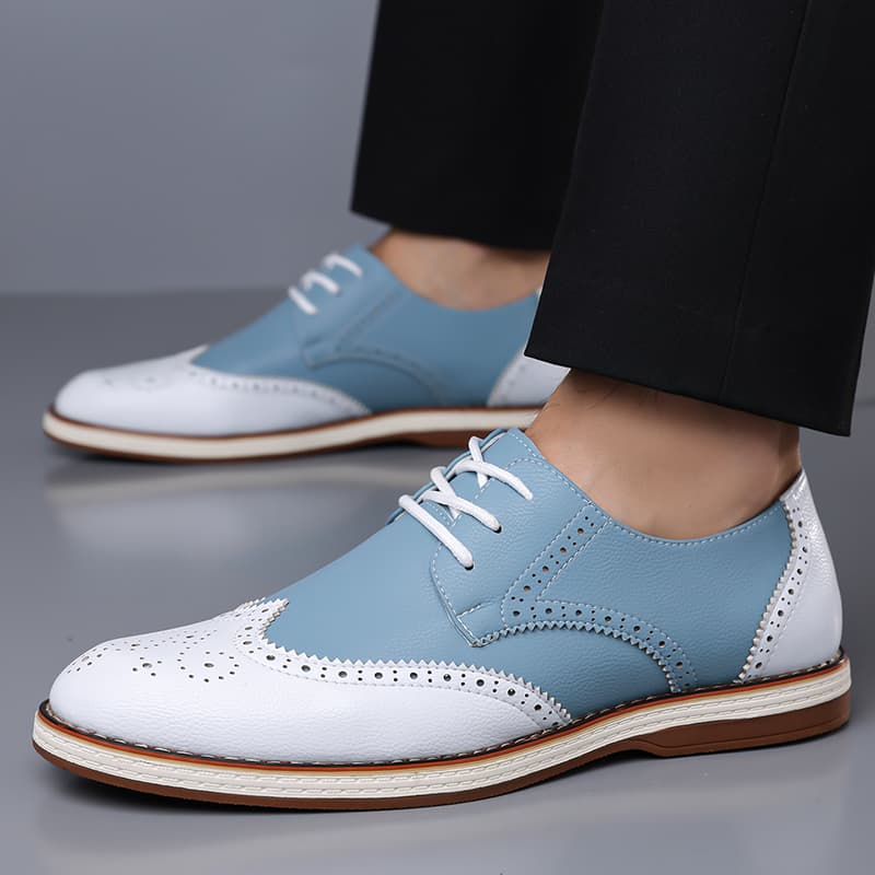 Mens White Blue Two Tone Brogu - Men'S Shoes Hush Puppies ulasan dan harga