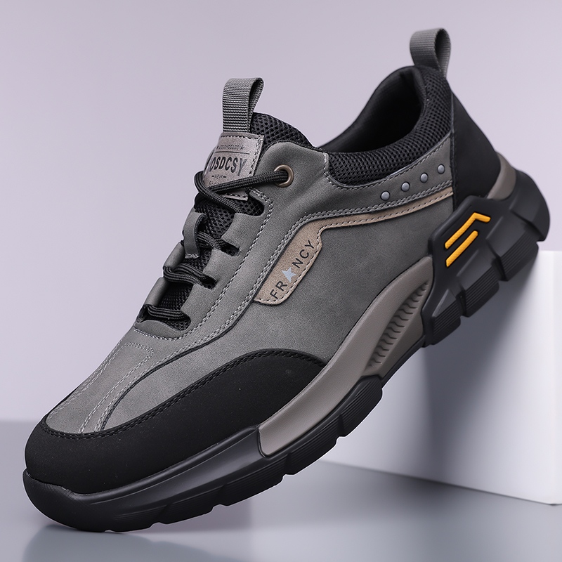 Men  Leather Casual Sneakers S - Men'S Shoes Yellow And Black ulasan dan harga