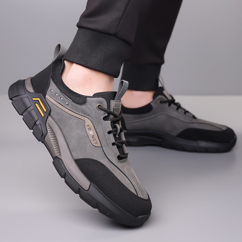 Men  Leather Casual Sneakers S - Men'S Shoes Yellow And Black ulasan dan harga