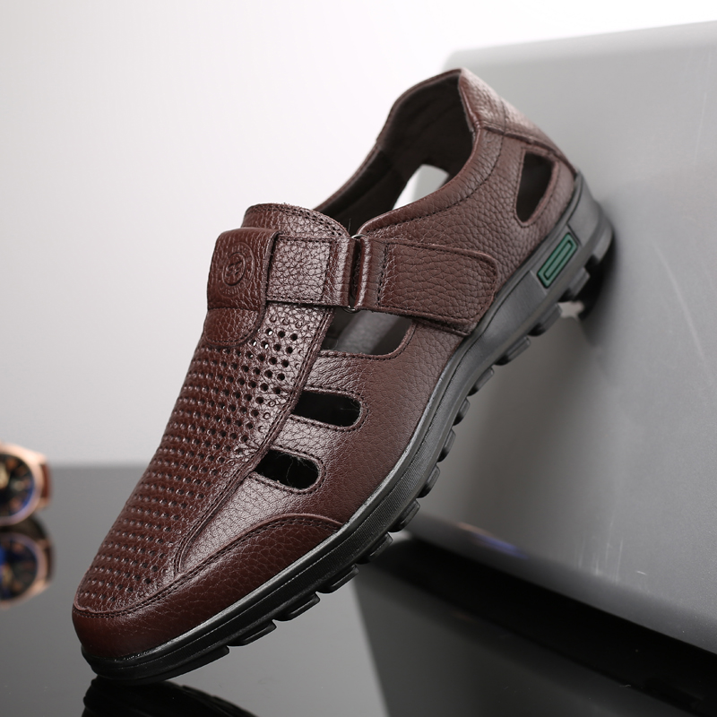 Men's Genuine Leather Sandals  - Men Shoes Eu To Us Size ulasan dan harga
