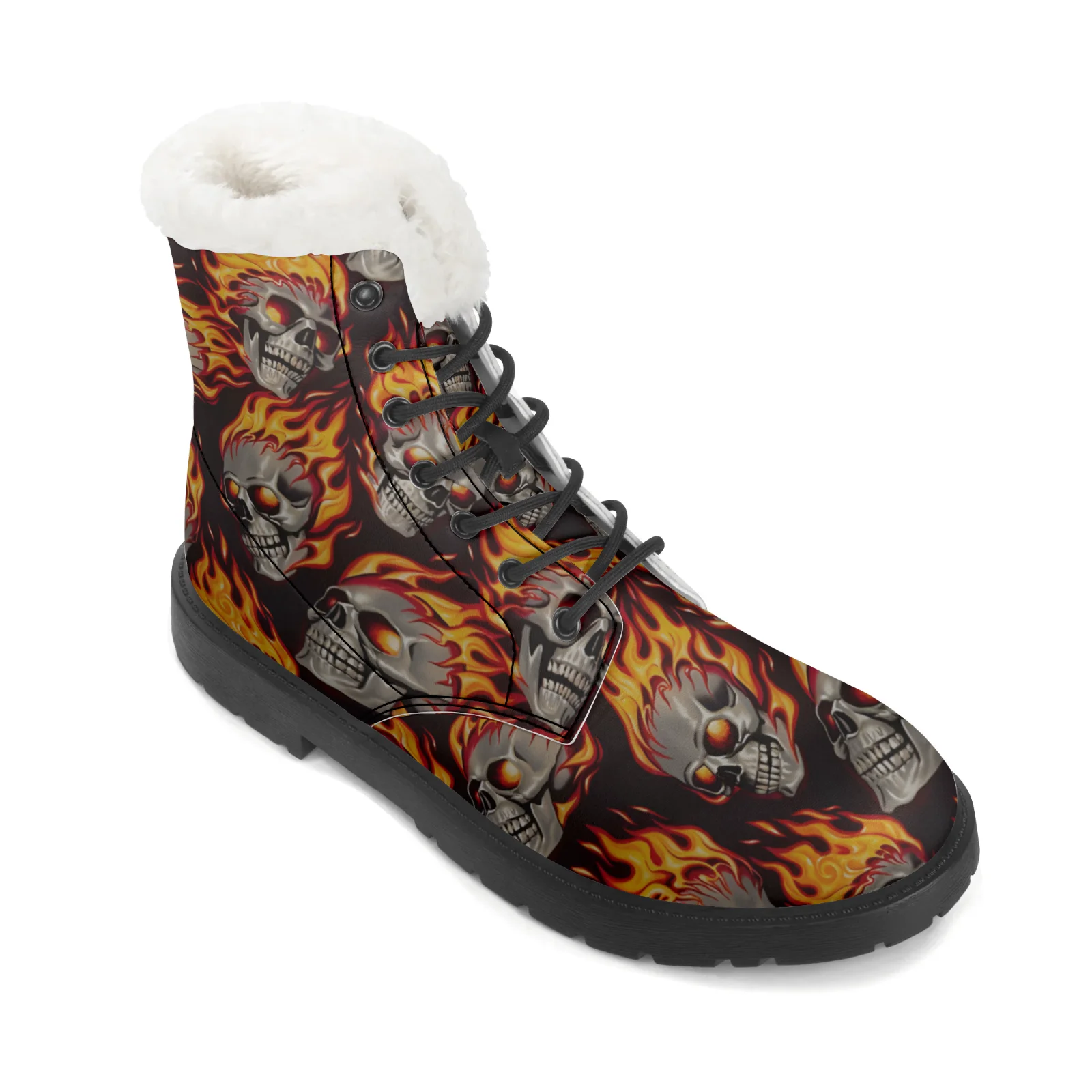Fire Skull Patterns Snow Boots - Men Shoes Eu To Us Size ulasan dan harga